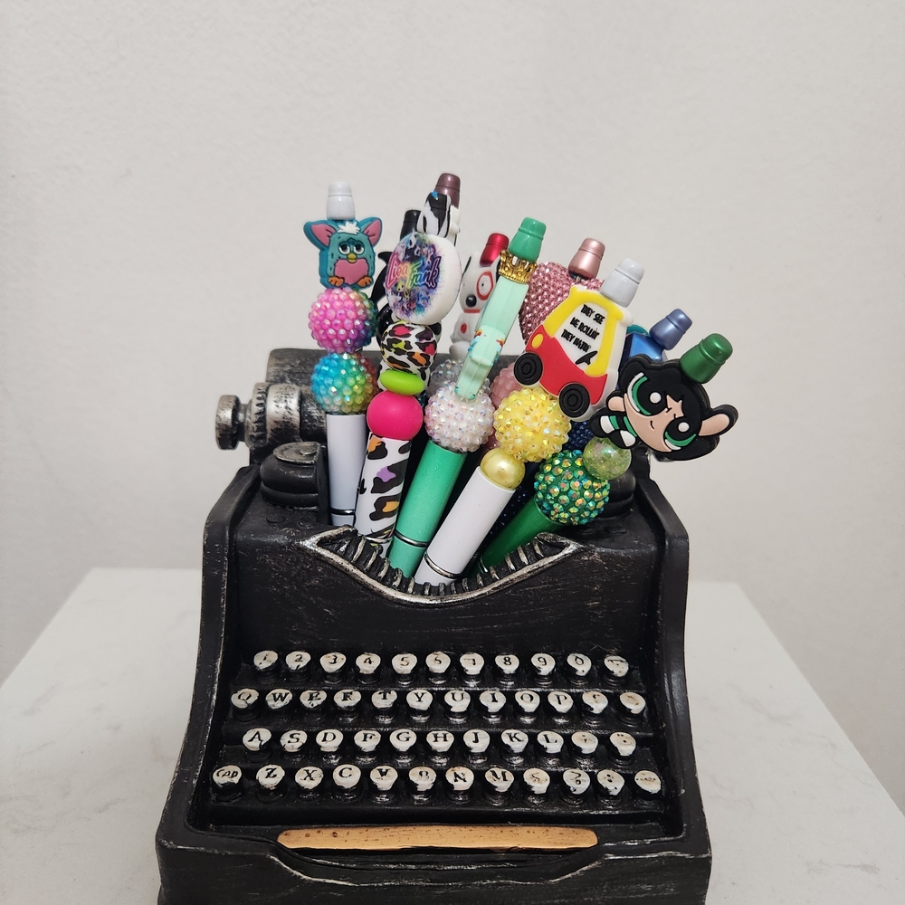 Antique-Look TTPD Inspired Black/Grey Typewriter Holder For Stationary/Pens/Etc